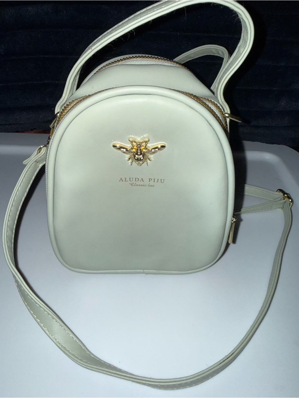 Mint green Mini Crossbody Bag with Gold Bee Accent